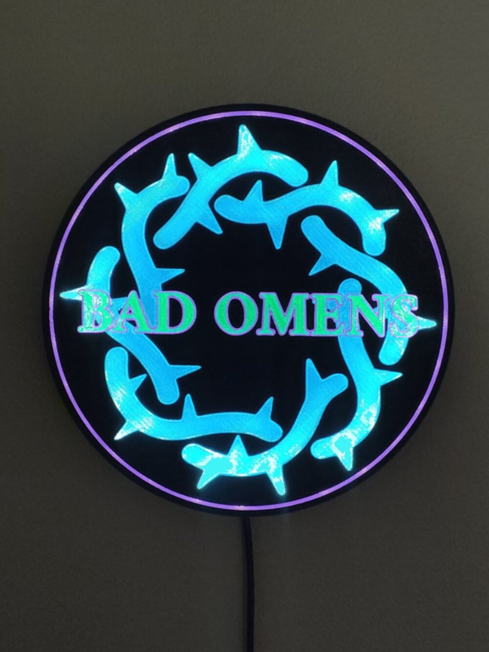 BAD OMENS band logo illuminated sign